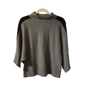 KAREN MILLEN GRAY WOOL CASHMERE MOCK NECK DOLMAN SWEATER